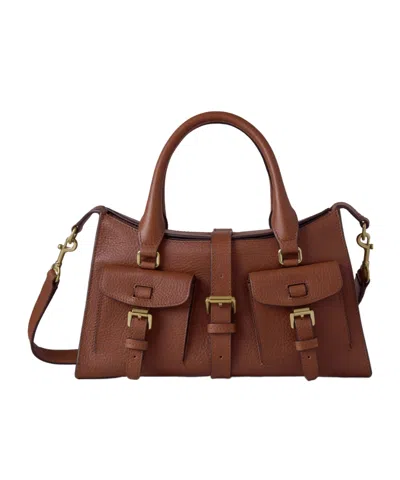 Mulberry Roxanne Brown Small Handbag With Adjustable And Removable Shoulder Strap And Two Front Pockets In Le