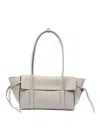 Mulberry Leather Textured Shoulder Bag With Double Handles In Grey