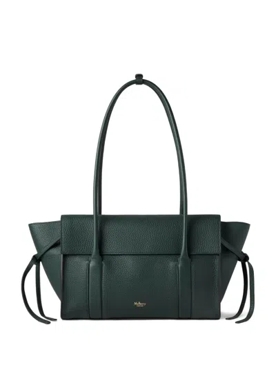 Mulberry Small Soft Bayswater Grain-leather Tie-detail Shoulder Bag In Green