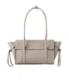 Mulberry Leather Textured Shoulder Bag With Double Handles In Nude