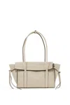 Mulberry 'small Bayswater' White Shoulder Bag With Laminated Logo In Chalk (grey)