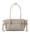 Mulberry Leather Textured Shoulder Bag With Double Handles In White