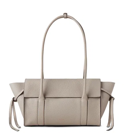 Mulberry 'small Bayswater' White Shoulder Bag With Laminated Logo In Beige