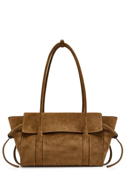 Mulberry Small Soft Bayswater Suede Shoulder Bag In Sand