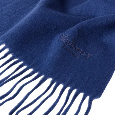 Mulberry Small Solid Merino Wool Scarf Stormy Blue Merino Wool