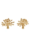 Mulberry Logo Tree Stud Earrings In N637 Gold