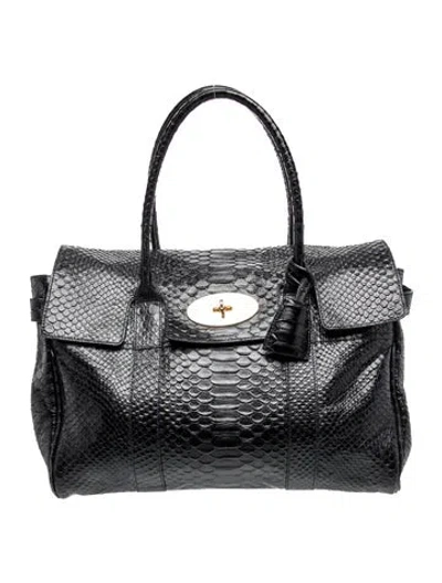 Pre-owned Mulberry Snakeskin Bayswater In Black