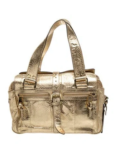 Pre-owned Mulberry Snakeskin Top Handle Bag In Gold/metallic