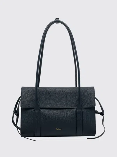 Mulberry Soft Bayswater Shoulder Bag In Grained Calf Leather In Blue