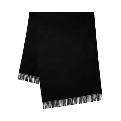 Mulberry Solid Merino Wool Scarf In Black
