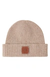 Mulberry Solid Textured Rib Lambswool Beanie In Maple