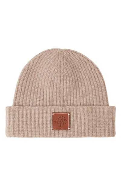 Mulberry Solid Textured Rib Lambswool Beanie In Maple