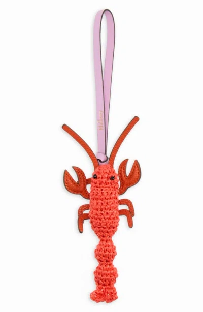 Mulberry Straw Lobster Bag Charm In Red