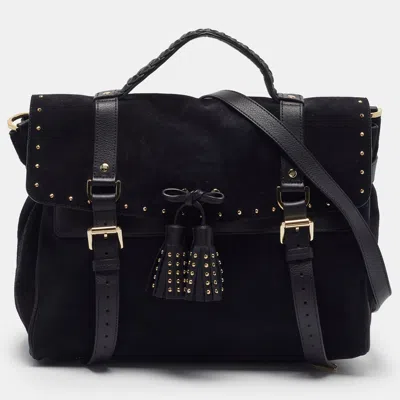 Pre-owned Mulberry Studded Tassel Alexa Navy Blue Suede And Leather Bag