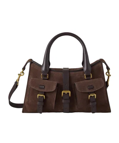 Mulberry Suede Paired With Light Leather Tote Bag In Brown