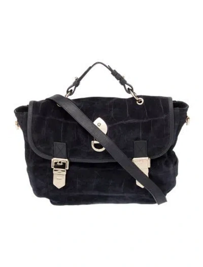 Pre-owned Mulberry Suede Top Handle Bag In Blue