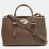 MULBERRY TAUPE LEATHER SMALL BAYSWATER DOUBLE ZIP TOTE