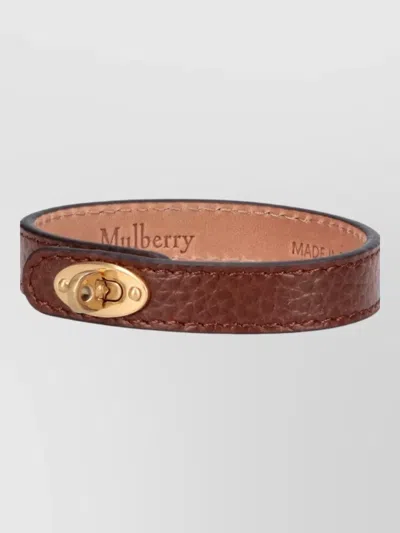 Mulberry Textured Leather Bracelet Adjustable Fit Hardware