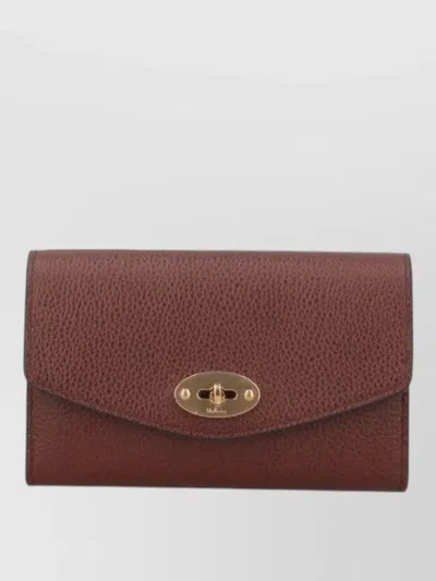 Mulberry Textured Leather Wallet Gold Tone Hardware In Brown
