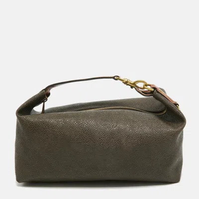 Mulberry Textured Leather Zip Oversized Clutch In Brown
