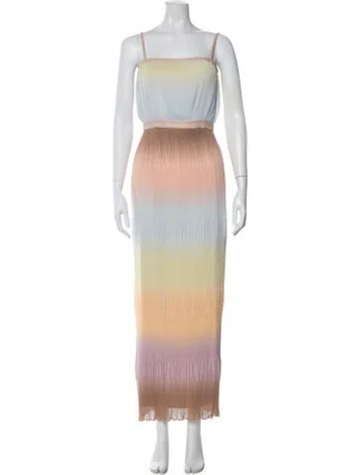 Pre-owned Mulberry Tie-dye Print Long Dress In Blue
