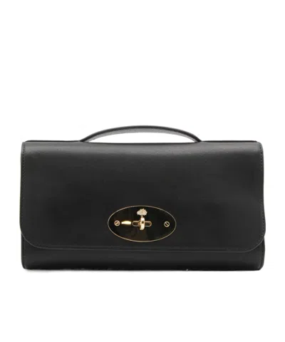 Mulberry Lily Leather Clutch Bag In Black