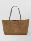 Mulberry Tote Bag Dual Handles Rectangular Suede In Brown