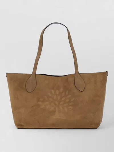 Mulberry Tote Bag Dual Handles Rectangular Suede In Brown