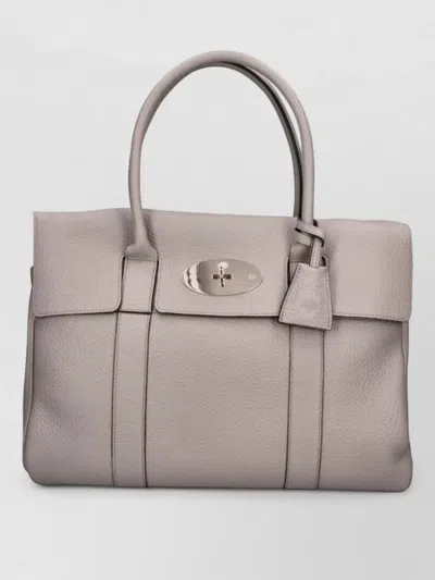 Mulberry Tote Bag Pebbled Texture Structured Silhouette Handle In Gray