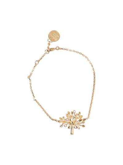 Mulberry Tree Motif Adjustable Chain Bracelet In Gold