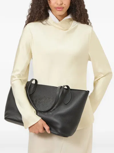 Mulberry Tree Debossed Tote Bag In Black