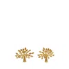 Mulberry Logo Tree Stud Earrings In Gold