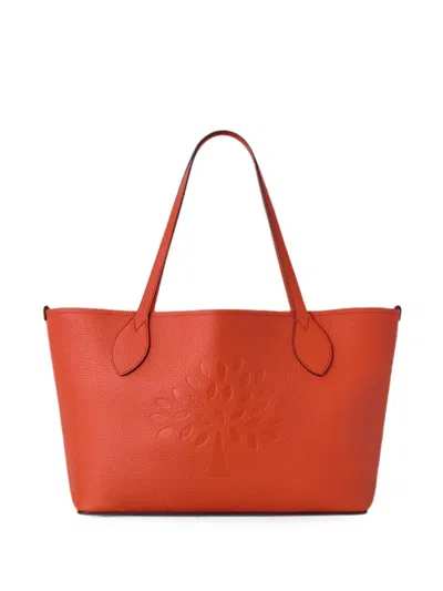 Mulberry Tree Grain Leather Large Tote Bag In Orange