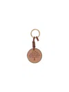 Mulberry Leather Texture Keyring Attachment Round Keychain In Brown