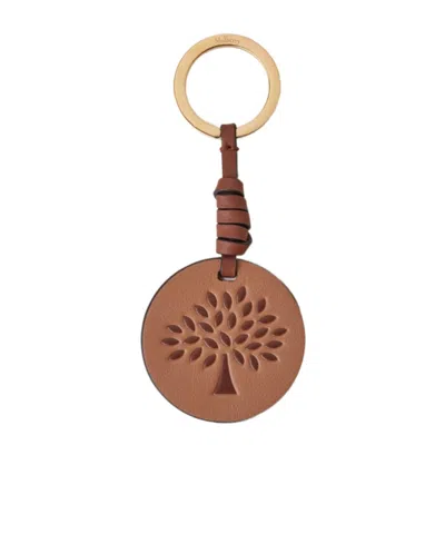 Mulberry Tree Leather Keyring In Gold