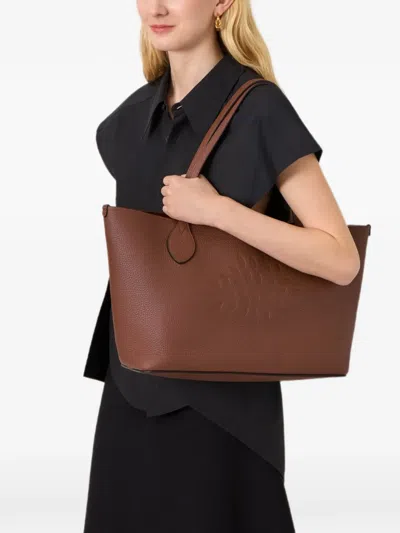 Mulberry Tree Pebbled Tote Bag In Brown