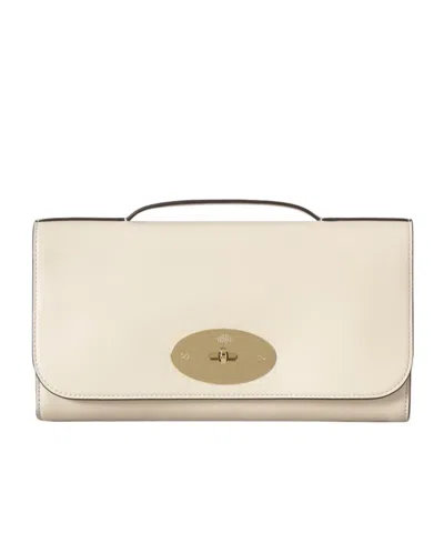 Mulberry Twist Block Foldover Top Clutch Bag In Eggshell Cream