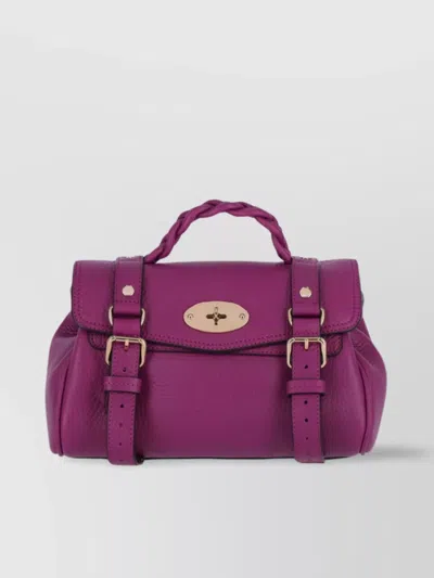 Mulberry Twist Handle Front Flap Metal Hardware Bag In Purple