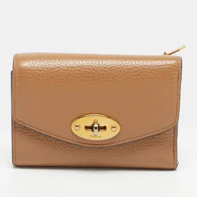 Pre-owned Mulberry Twist Lock Brown Leather Trifold Wallet