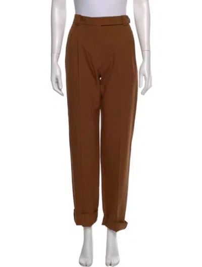 Pre-owned Mulberry Virgin Wool Straight Leg Pants In Brown
