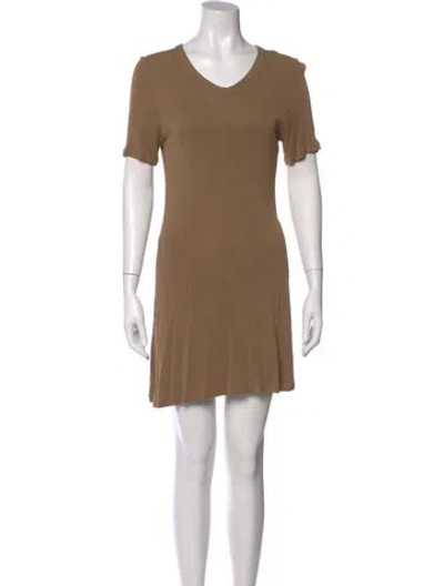 Pre-owned Mulberry V-neck Mini Dress In Neutral