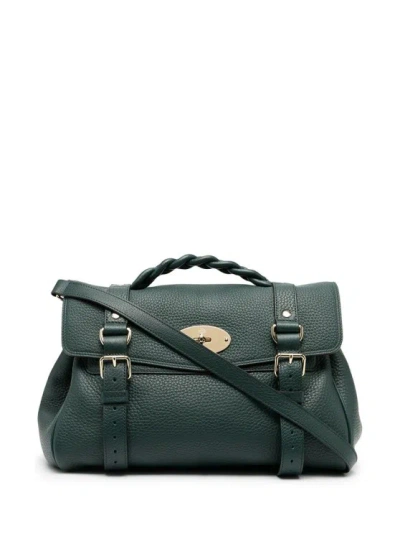 Mulberry Woman's Alexa Heavy Green Leather  Handbag In Black