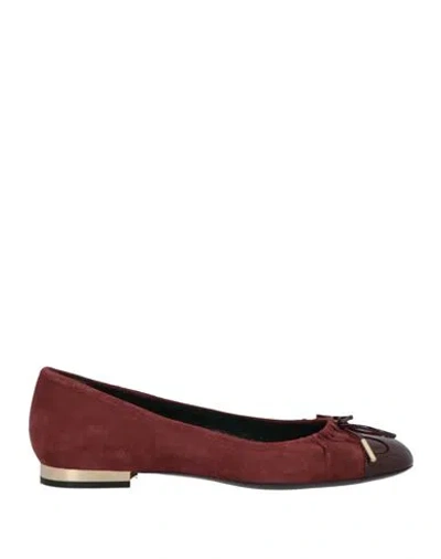 Mulberry Woman Ballet Flats Burgundy Size 8 Leather In Red