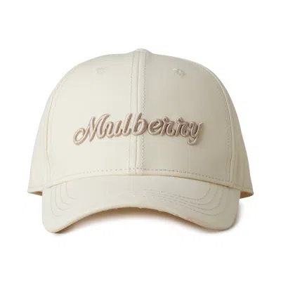 Mulberry Women's Logo Embroidered Baseball Cap - Eggshell In White