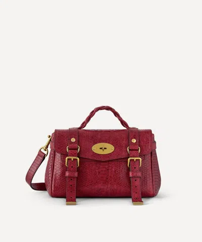 Mulberry Women's Mini Alexa Waxed Snake Print Tote Bag In Apple Red