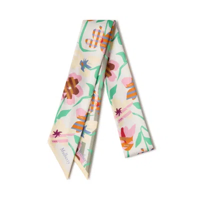 Mulberry Women's Skinny Scarf - Graphic Floral - Linen Green-buttermi In Multi