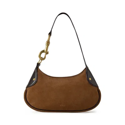 Mulberry Hackney Brown Shoulder Bag With Logo Imprinted On The Front In Suede Woman