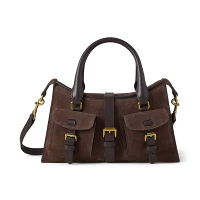 Mulberry Roxanne Brown Small Handbag With Adjustable And Removable Shoulder Strap And Two Front Pockets In Su