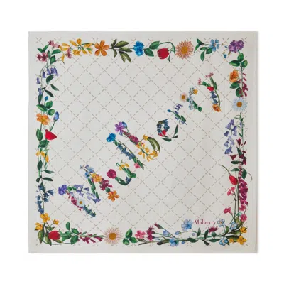 Mulberry Women's Square Scarf - Wild Floral - Eggshell In Silver