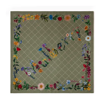 Mulberry Women's Square Scarf - Wild Floral - Linen Green